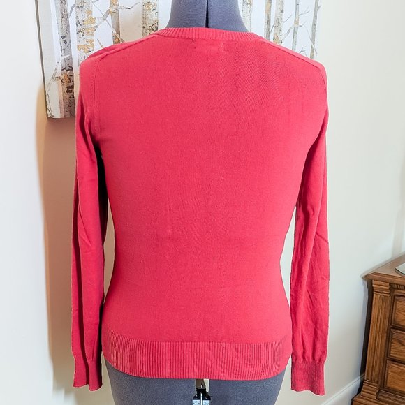 ~*Land's End Canvas Watermelon Red Cardigan Sweater - Size M*~ - Picture 3 of 8